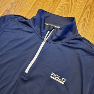 Polo Sport Ralph Lauren Pullover Jacket Men Large Blue Performance 1/4 Zip Shirt